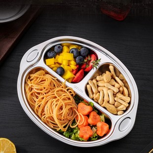 出口儿童餐盘幼儿园宝宝孩子上学饭盆分格316不锈钢餐具吃饭