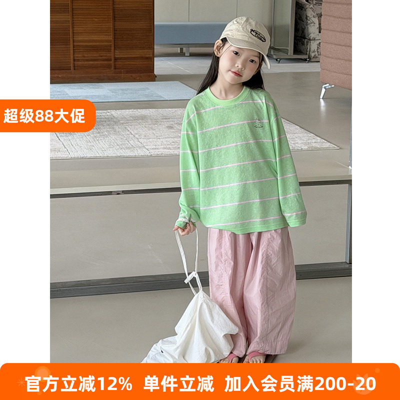 BEIFU贝芙 女童夏季轻薄透气条纹防晒衣T恤儿童休闲风打底衫上衣