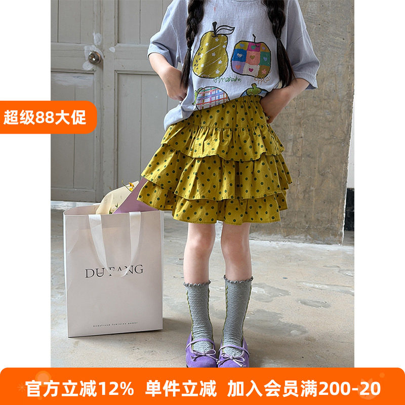 BEIFU贝芙 女童夏季洋气复古波点蛋糕短裙儿童韩版休闲百搭半身裙