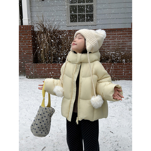BEIFU贝芙 女童冬季奶油泡芙90白鸭绒面包羽绒服儿童加厚保暖外套
