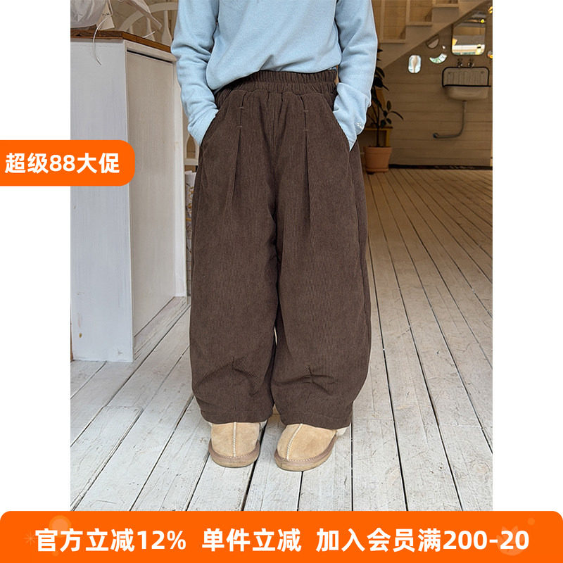 BEIFU贝芙 儿童冬季加厚夹棉灯芯绒休闲裤女童韩版百搭保暖直筒裤