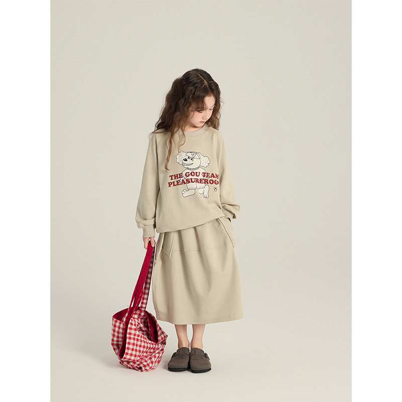 BEIFU贝芙 女童春秋装时髦卡通卫衣套装儿童韩版宽松休闲两件套潮