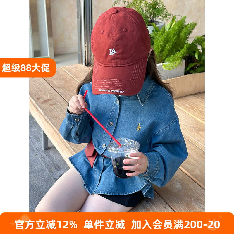 BEIFU贝芙 儿童春秋装百搭刺绣牛仔衬衫女童韩版宽松休闲衬衣外套
