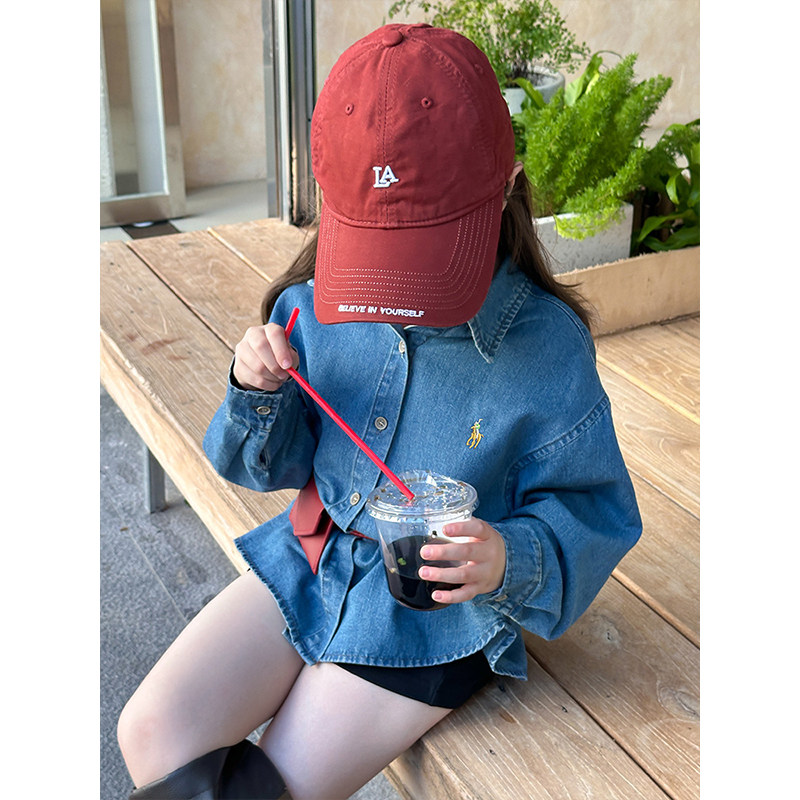 BEIFU贝芙 儿童春秋装百搭刺绣牛仔衬衫女童韩版宽松休闲衬衣外套