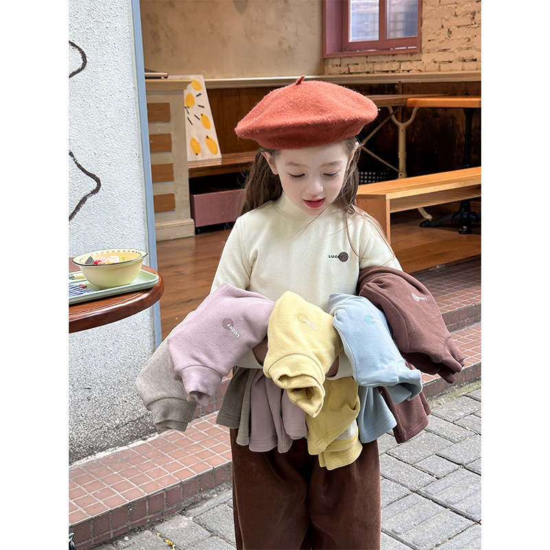 BEIFU贝芙儿童冬季保暖发热面料锁温半高领打底衫女童双层加厚T恤