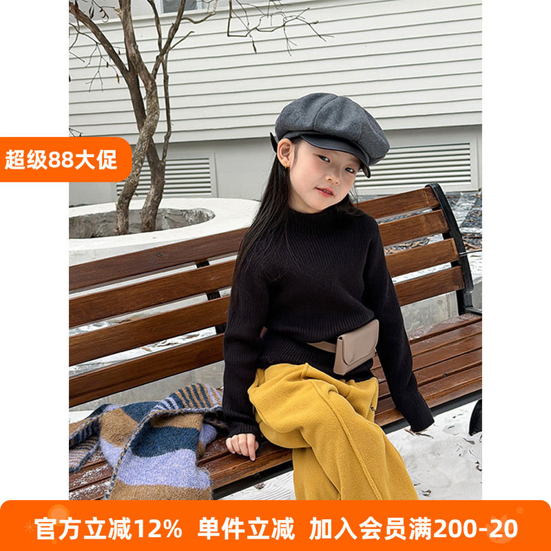 BEIFU贝芙 儿童冬季加厚半高领毛衣女童韩版软糯亲肤针织打底衫潮
