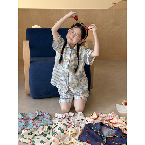 BEIFU贝芙 儿童冰感卡通睡衣睡裤两件套女童韩版舒适空调服套装夏
