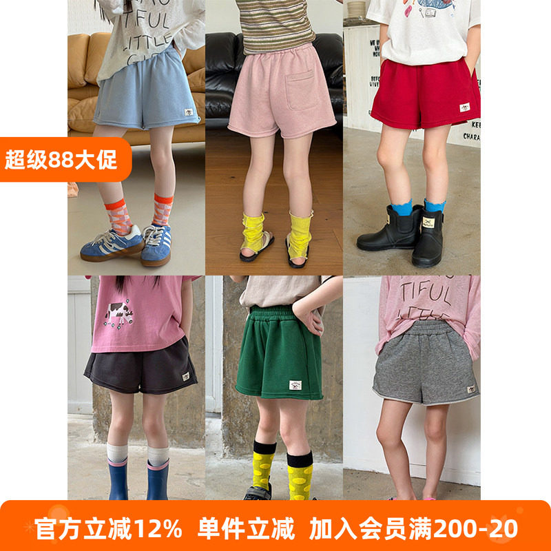BEIFU贝芙 儿童夏季运动五分裤贴标卷边短裤女童休闲百搭纯色热裤