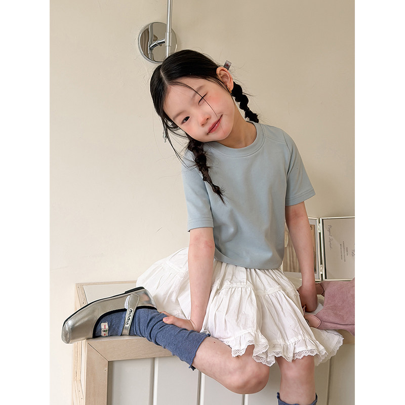BEIFU贝芙 女童春夏装短袖T恤儿童韩版洋气圆领字母打底衫上衣