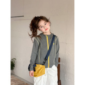 卫衣外套女童撞色字母休闲拉链衫 连帽无骨弹力修身 儿童春装 BEIFU