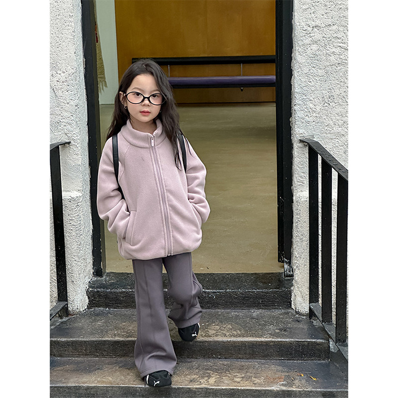 BEIFU贝芙 女童冬季加厚双面绒立领卫衣外套儿童内搭外穿保暖棉服