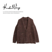 针织开衫 KOKO 中长款 秋冬慵懒风V领细闪软糯时尚 X0685J11W46 WANG