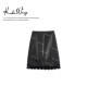 KOKO 气质蕾丝拼接A字皮裙显瘦百搭半身裙X0685F26Q41 WANG时尚