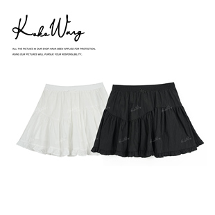 X2626B26Q42 甜美A字显瘦木耳边蛋糕半身裙裤 KOKO WANG早春法式