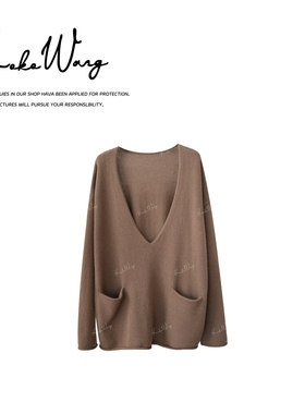 KOKO WANG秋冬轻奢款100超细羊毛V领时尚长袖针织衫X1205I23Z04