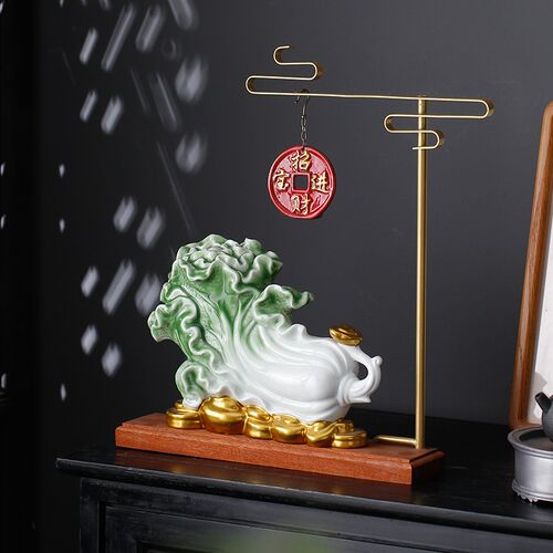 陶瓷大小白菜百财如意创意工艺品玉百财聚福招财装饰新店开业礼品