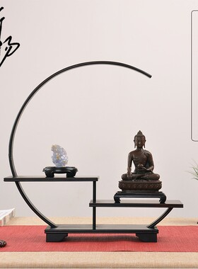 红木紫光檀多宝阁微型盆景摆件架实木茶壶玉器摆件展示中式博古架
