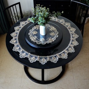 软玻璃pvc蕾丝圆桌垫透明桌布防水防油免洗茶几垫防烫圆形餐桌垫