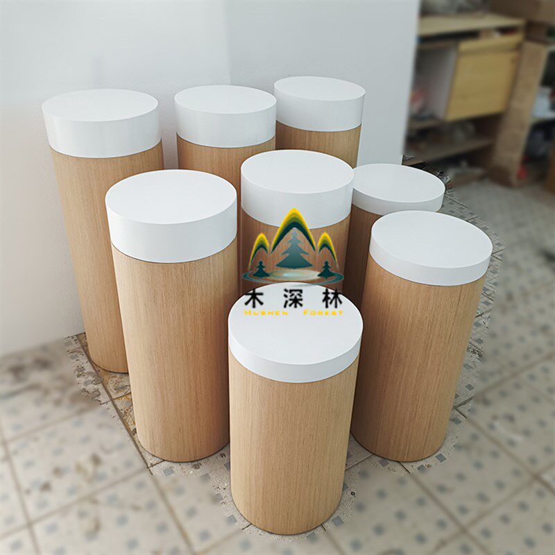 烤漆方形圆形木纹橱窗展台仿古大理石纹模特模型道具台数码展台