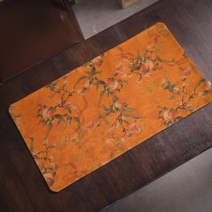 慢蓝中式桃运连连茶垫67cm,38cm茶席