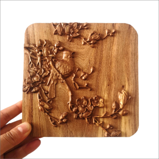 实木雕隔断镂空雕花木板画装饰中式柜门床沙发家具洋花角花木贴花