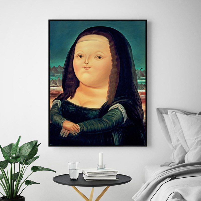 胖胖的蒙娜丽莎挂画 Fernando Botero 费尔南多波特罗装饰画客厅