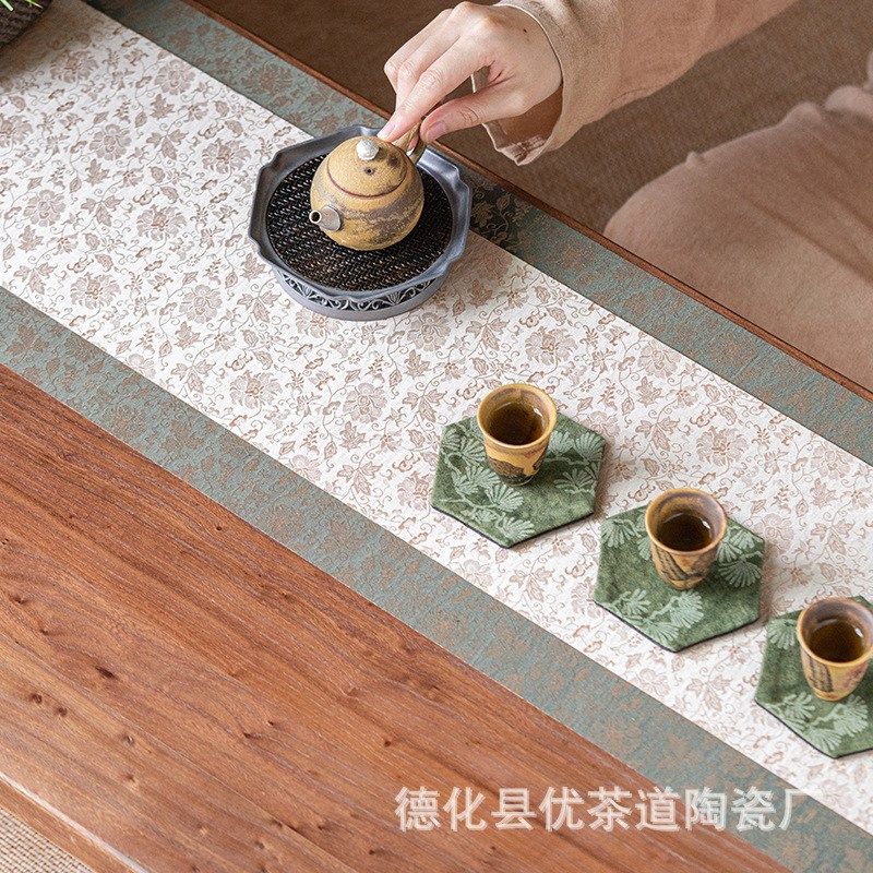 优茶道 缠枝莲提花茶席织锦茶席套组茶桌布高端双面布艺桌旗茶垫,居家布艺,桌旗,淘宝优惠券,粉丝福利购,淘宝优惠卷