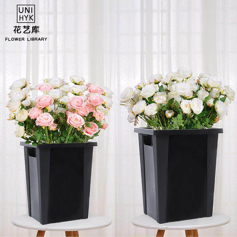 长方形鲜花花桶塑料养花桶醒花桶家用插花桶花店用大号黑色醒花桶