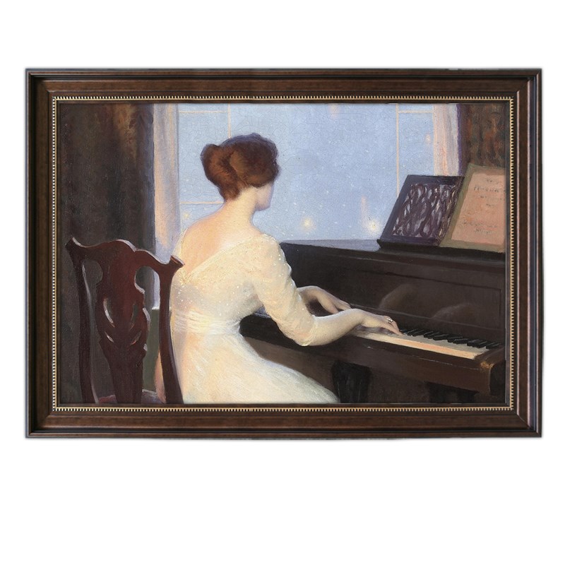 横版钢琴装女画琴房琴行装饰音乐学校挂画框琴饰孩有弹画尺寸可定