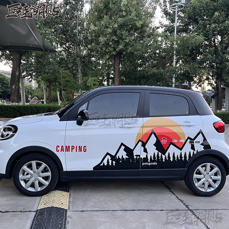 适用于零跑T03车贴 旅行图案汽车改装个性车身贴纸引擎盖装饰拉花