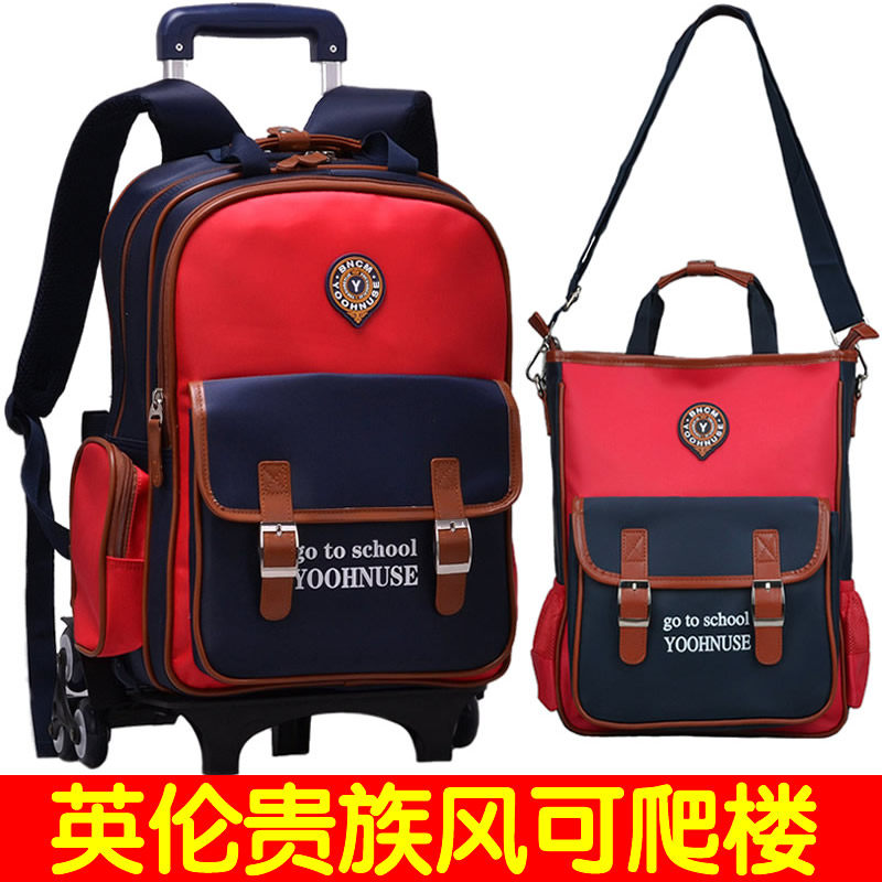 儿童三轮六拉杆书包小学-男1生3-5-4-6年级带有轮子的女孩爬楼梯2