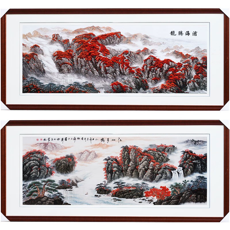 苏绣鸿运当头苏州手工刺绣成品挂画大幅山水风景客厅装饰画招财