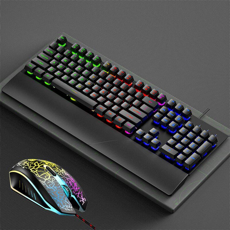 GK60机械手感有线键盘游戏发光悬浮键帽带手托办公