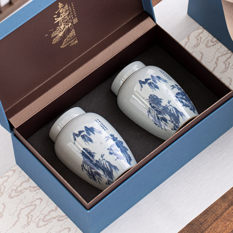 茶叶罐包装盒空礼盒装高档礼品井绿用订制红茶白茶龙盒通茶密封罐