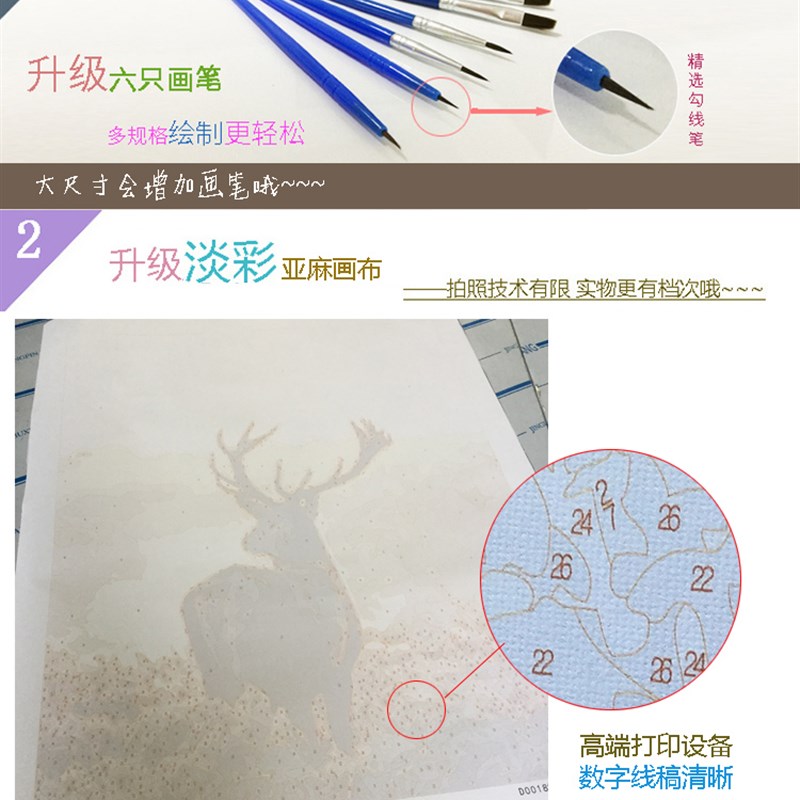 横版数字油画diy简色油彩画欧抽客厅餐厅现代填约式象风景装饰画