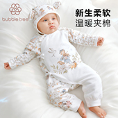 bubble tree婴儿连体衣秋冬夹棉宝宝新生儿纯棉衣服冬装 婴幼儿衣