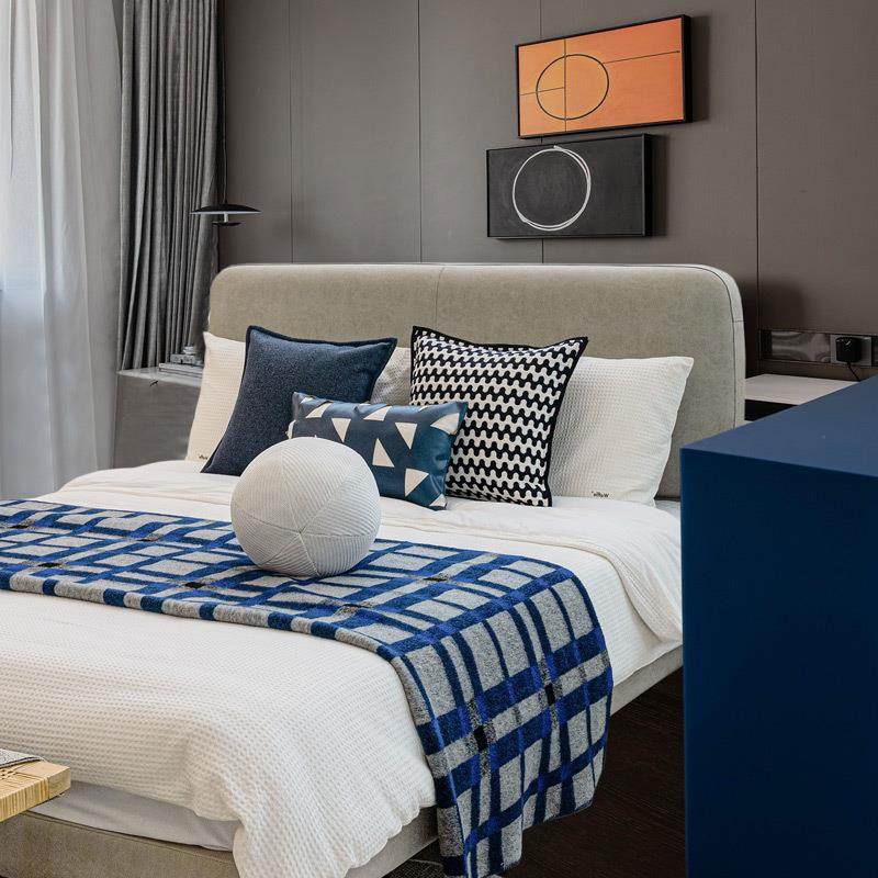 现代简约样板间软装床品男孩卧室儿童房蓝色系床搭毯床旗抱枕套件,模玩/动漫/周边/娃圈三坑/桌游,模型制作工具/辅料耗材,淘宝优惠券,粉丝福利购,淘宝优惠卷