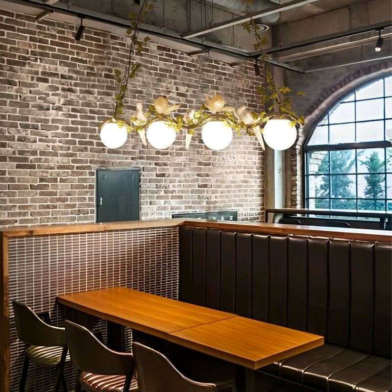 工业风复古餐厅吊灯典雅大气创意个性饭店卡座吧台灯酒吧装饰绿植
