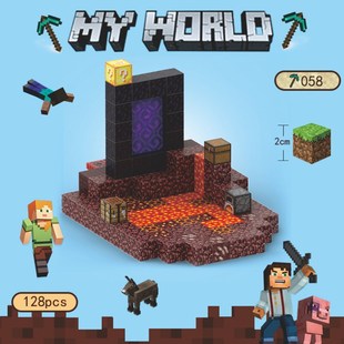 MC我 强磁铁磁吸迷你周边人仔玩具便宜 世界磁力方块儿积木全套装