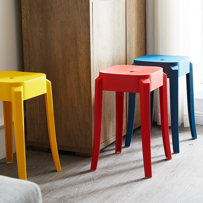塑料凳子加厚成人家用餐桌高板凳简约时尚创意北欧方圆凳椅子