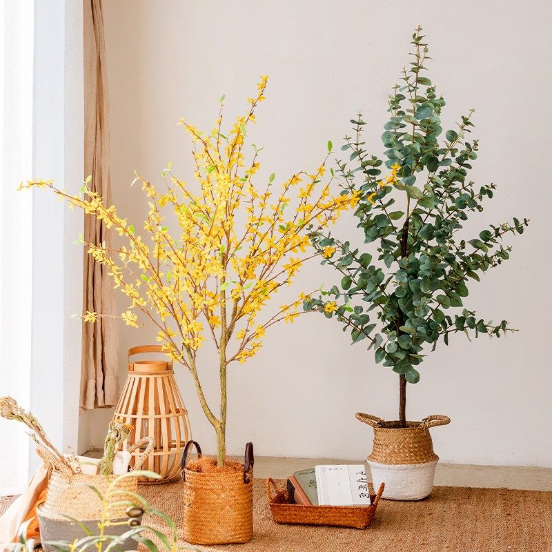 仿真迎春花大型树盆栽植物客厅绿植室内造景装饰树假人造橡胶摆件