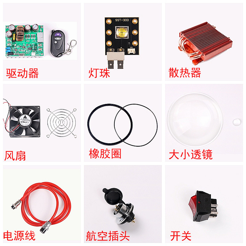 LED钓鱼灯铝合金灯壳激光炮外壳改装垂夜钓灯大功率配件红衣大炮