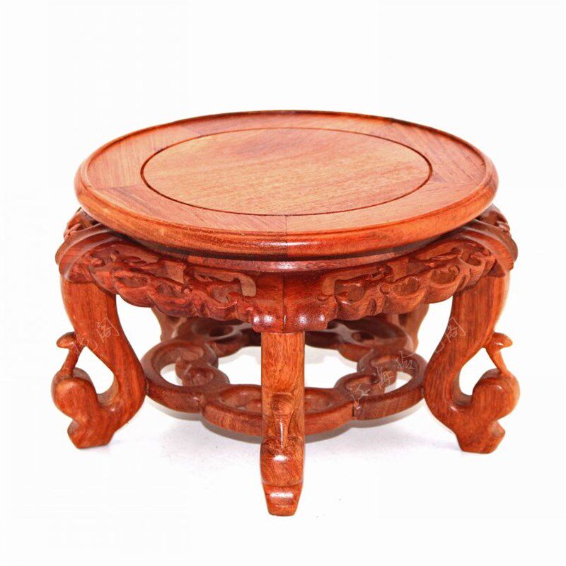 实木圆形底座工艺品摆件鱼缸花瓶盆景实木底托酸枝木花架海棠花几