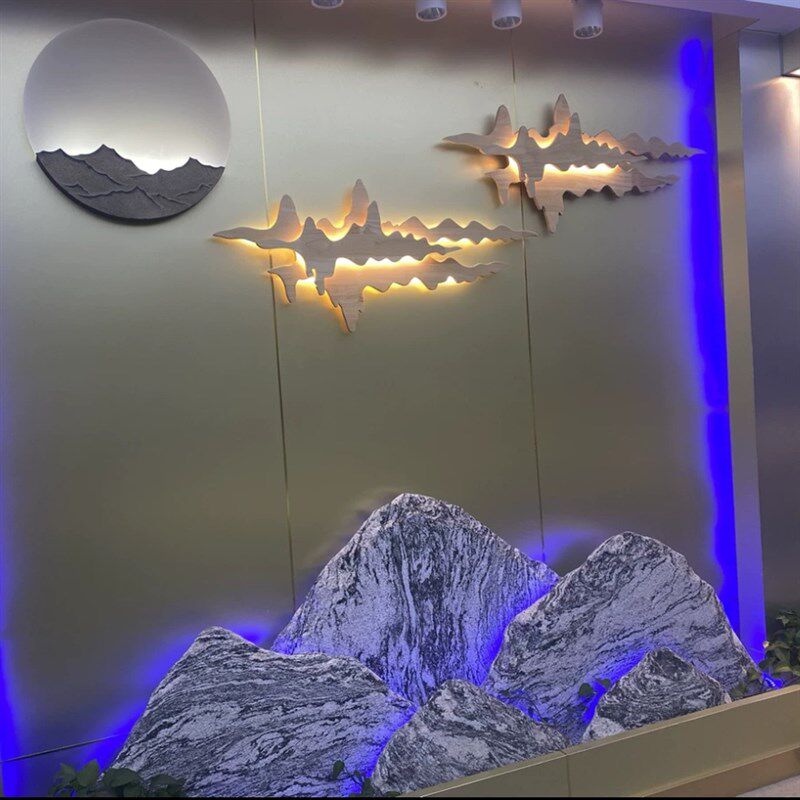 雪浪石切片组合天然造景大型泰山石雕小假山枯山水室内庭院景观石