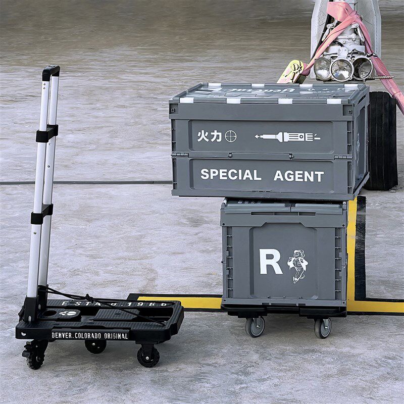 手推车可折叠家用拉杆平板车万向轮带脚刹搬运拉货超市买菜拿包裹