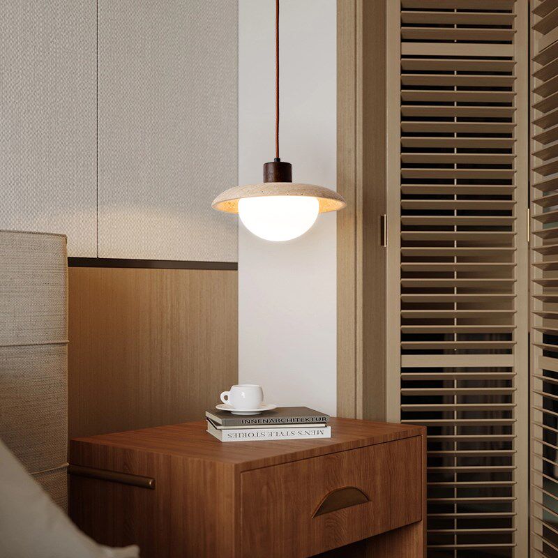 床头吊灯黄洞石极简长线客厅背景墙灯卧室侘寂风民宿卧室床头小灯