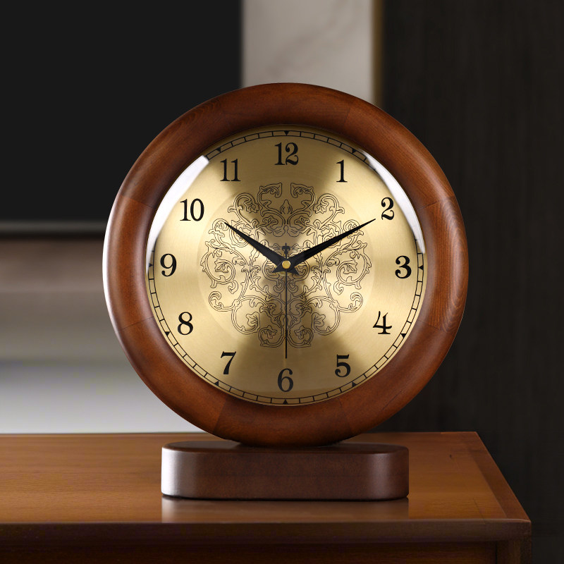 复古机械座钟摆台式客厅创意石英时钟表玄关静音桌面实木家用坐钟,家居饰品,座钟,淘宝优惠券,粉丝福利购,淘宝优惠卷