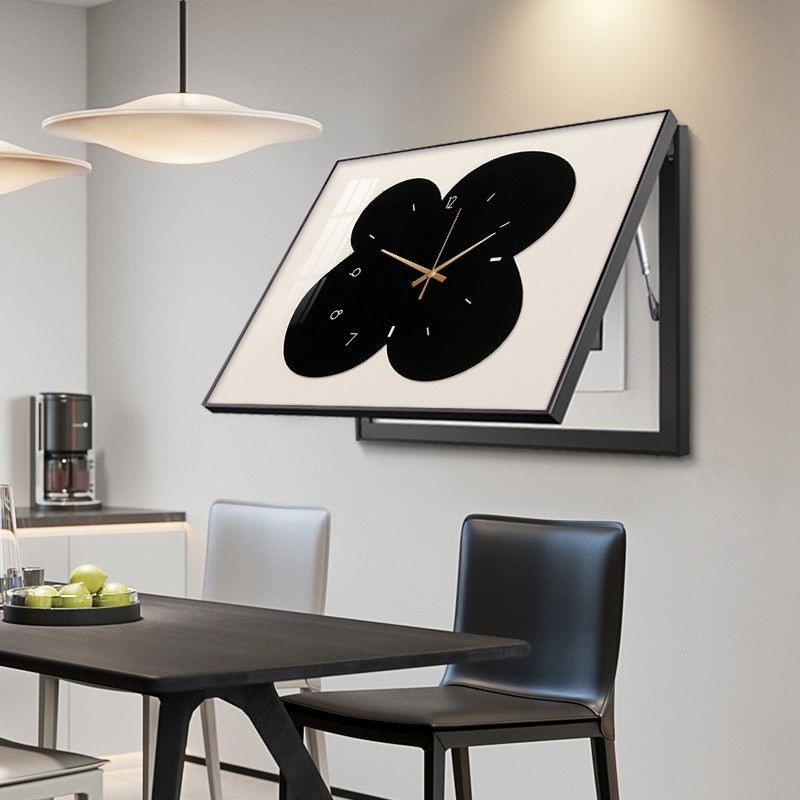 花朵电表箱装饰画带钟表免打孔配电箱电闸遮挡挂画2025新款高级感