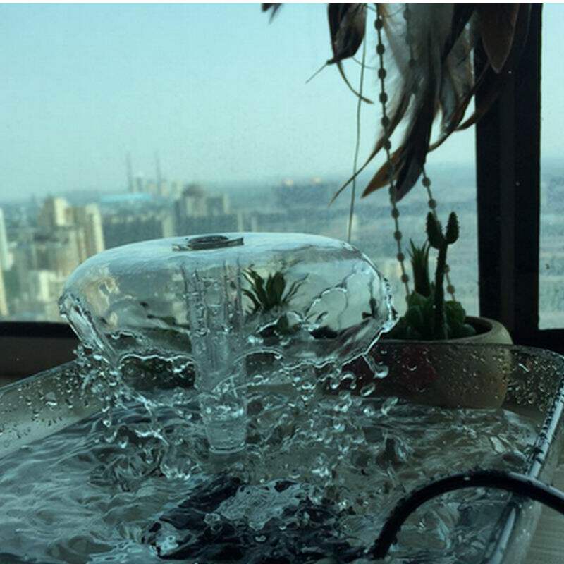 透明蘑菇小喷头假山上水石水池盆景造景喷泉宠物水族鱼缸蘑菇喷泉