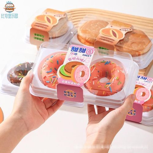 甜甜圈包装盒子两个装单粒铜锣烧蛋糕卷烘焙西点甜品透明打包盒